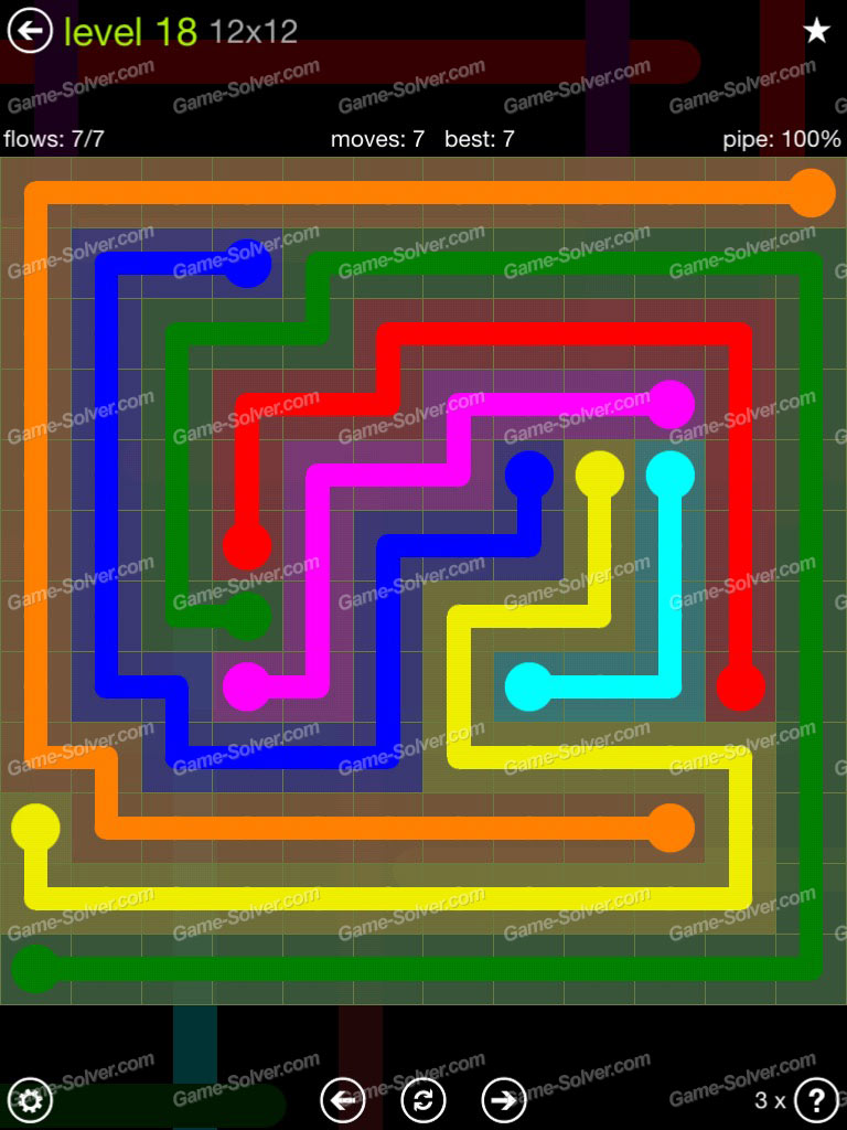 Flow Extreme Pack 12×12 Level 18 Game Solver