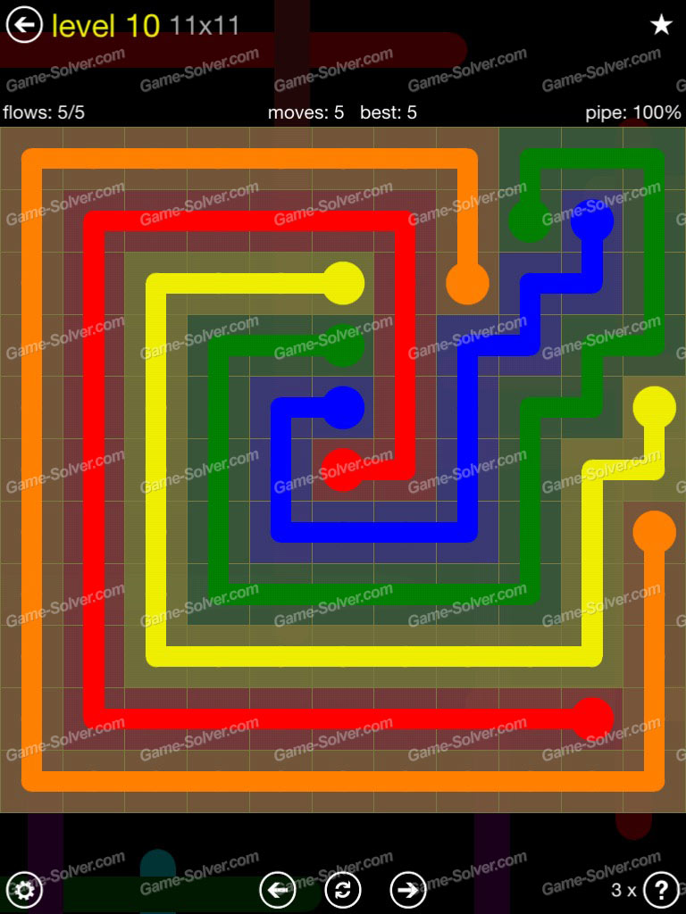 Flow Extreme Pack 2 11x11 Level 10 Game Solver
