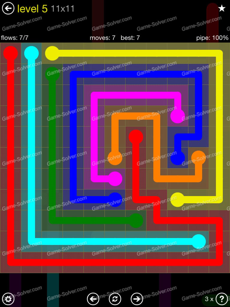 Flow Extreme Pack 2 11x11 Level 5 Game Solver