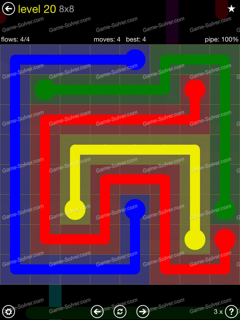 Flow Extreme Pack 2 8x8 Level 20 Game Solver