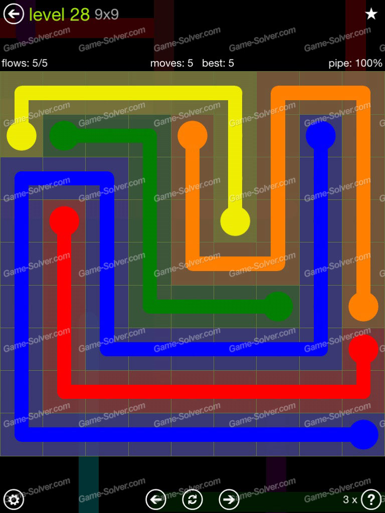 Flow Extreme Pack 9x9 Level 28 Game Solver