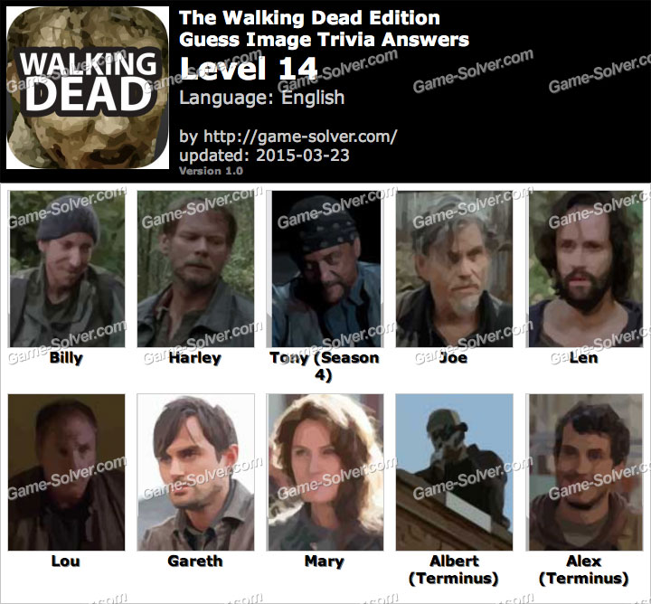 Guess Walking Dead answers all levels Guess Walking Dead answers all levels