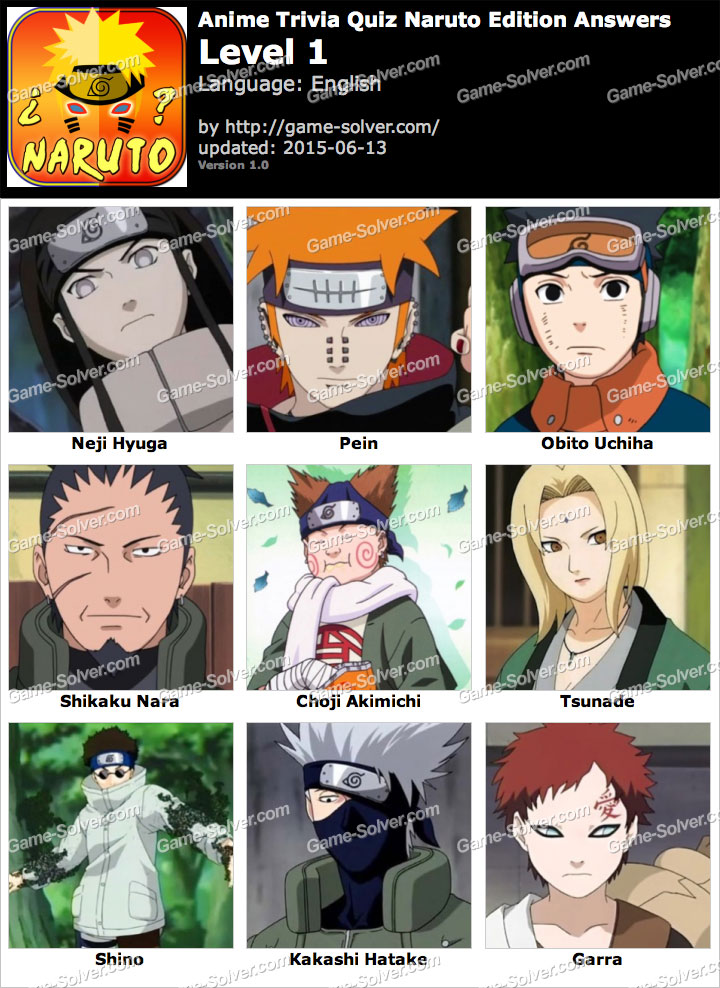 Anime Trivia Quiz Naruto Edition Game Answers - Game Solver