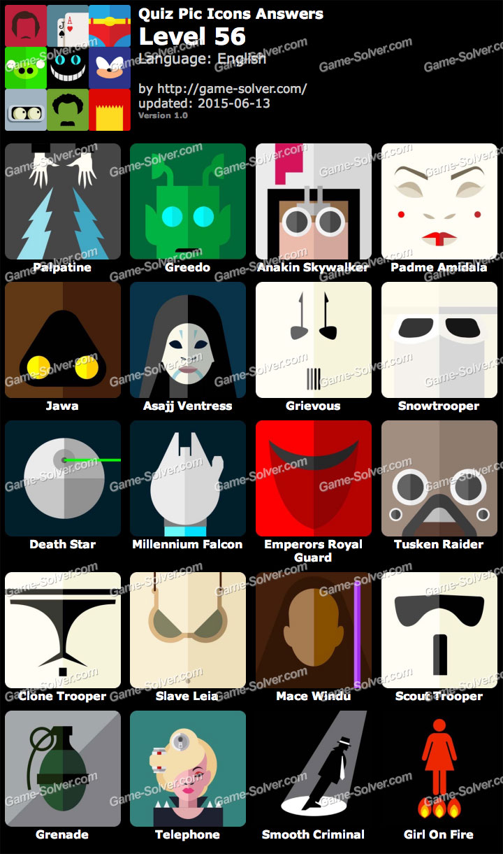 Quiz Pic Icons Level 56 - Game Solver