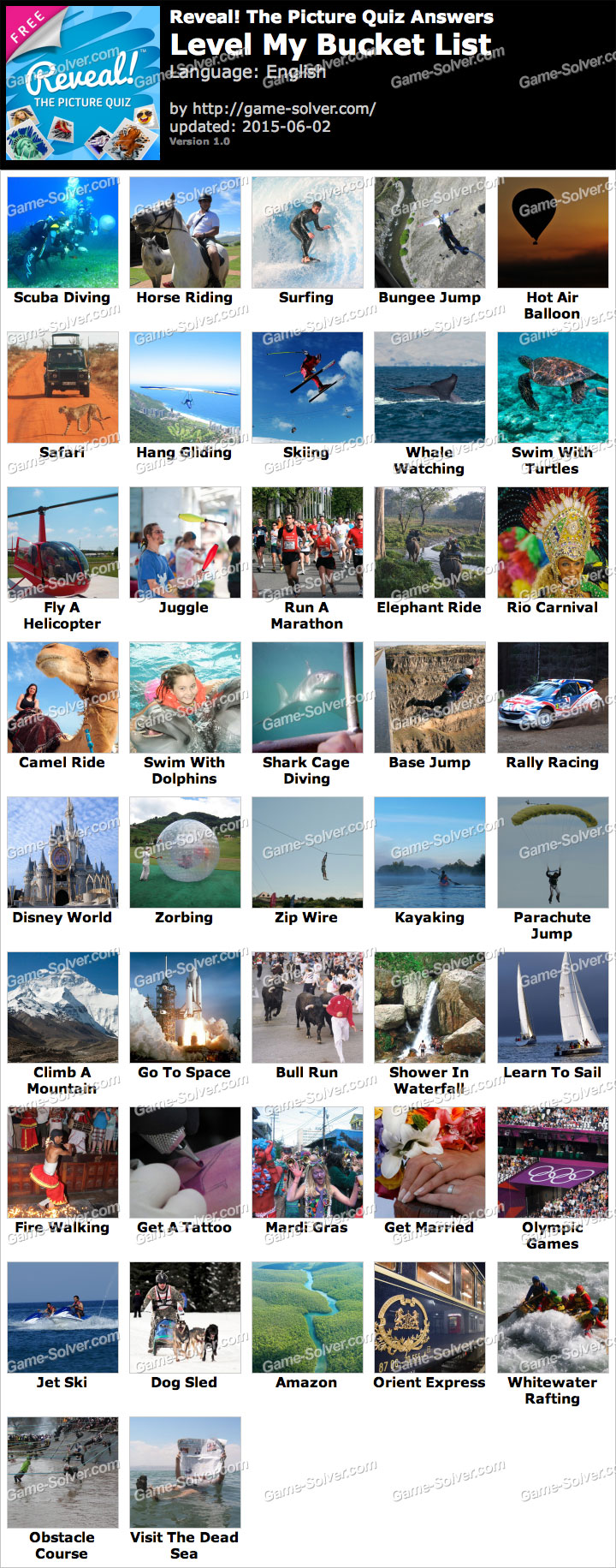 Reveal My Bucket List Answers • Game Solver