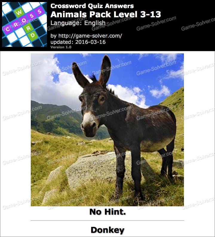 Crossword Quiz Crossword Puzzle Animals Pack Level 3 13 Game Solver