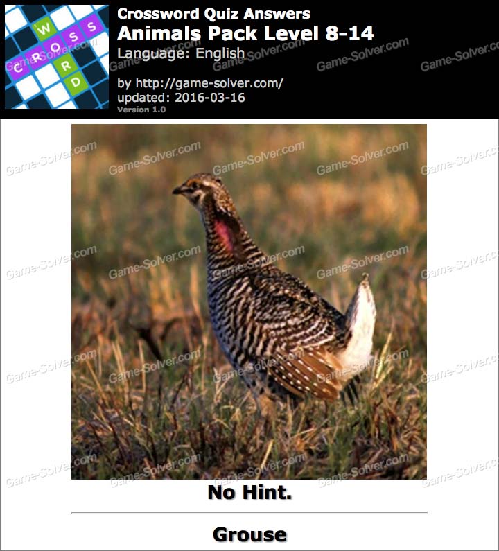 Crossword Quiz Crossword Puzzle Animals Pack Level 8 14 Game Solver