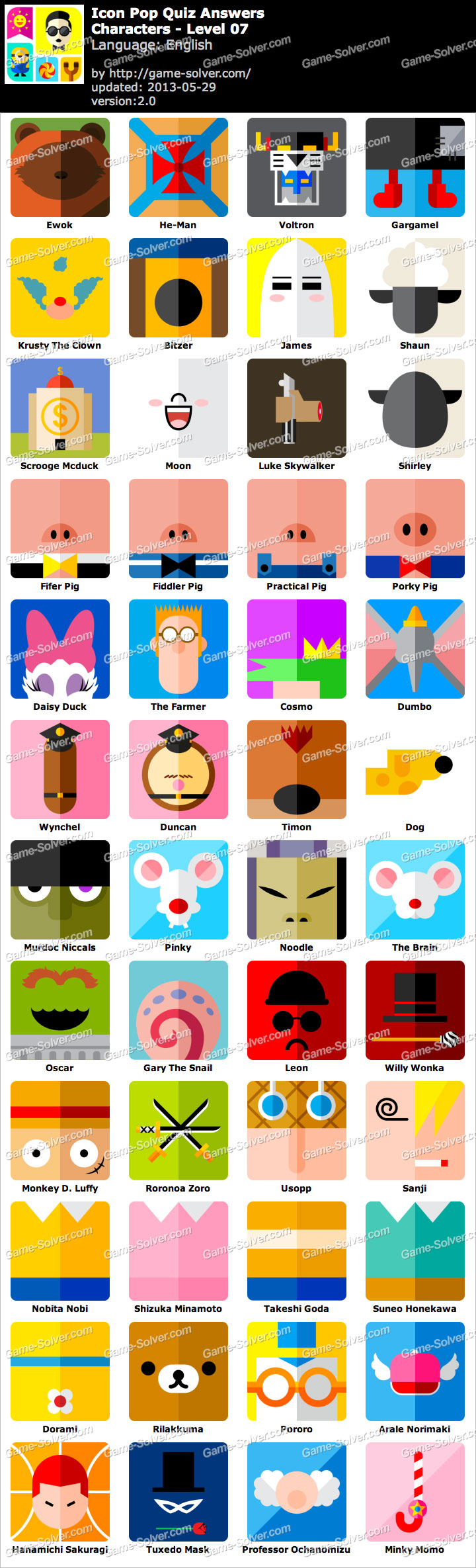 Icon Pop Quiz Characters Level 7 Game Solver Icon Pop Quiz Characters Level 7 Game Solver