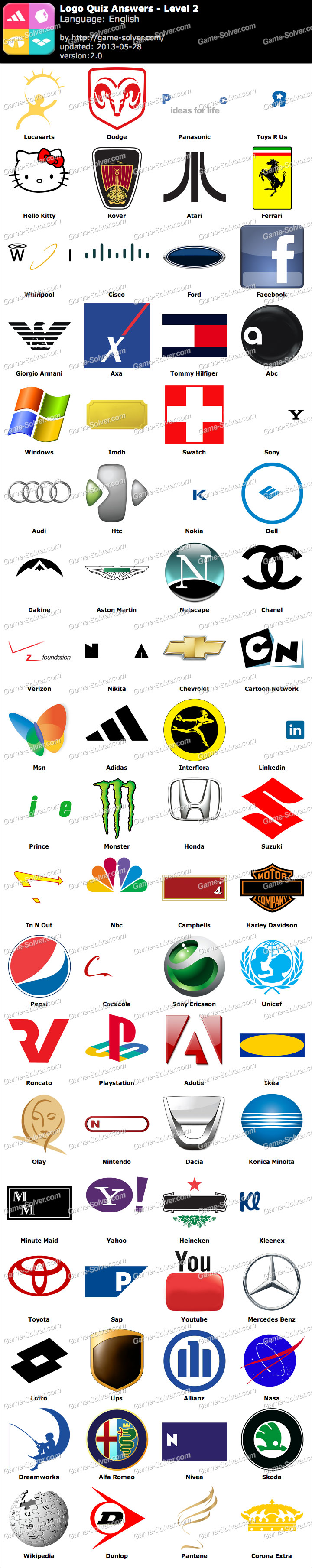 logo quiz 2 on facebook answers level 4