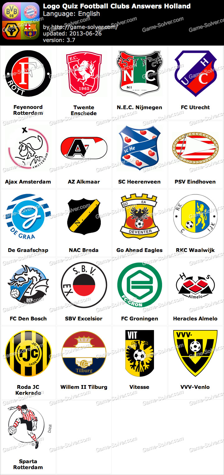 Logo Quiz Football Clubs Answers Holland Game Solver
