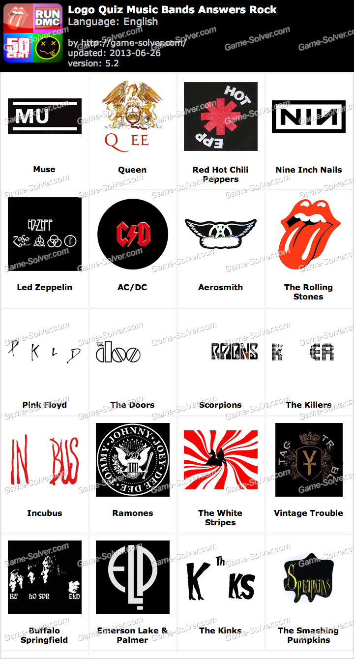 Logo Quiz Music Bands Answers • June 2013 • Game Solver
