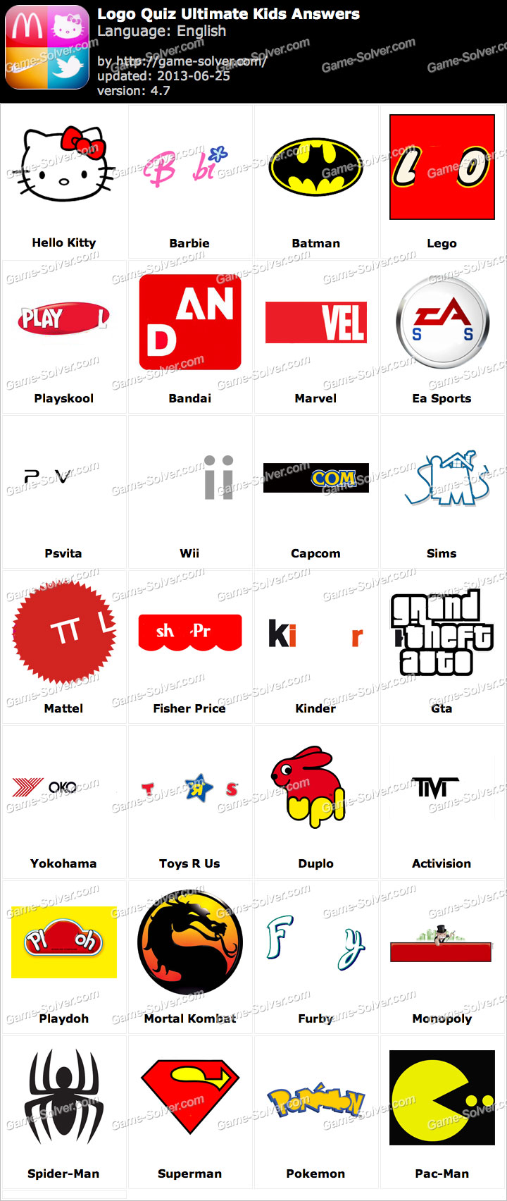 Logo Quiz Ultimate Kids Answers • Game Solver