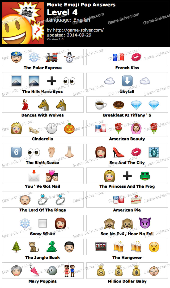 Movie Emoji Pop Level 4 Game Solver