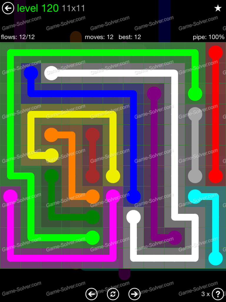 Flow 11x11 Mania Level 121 • Game Solver