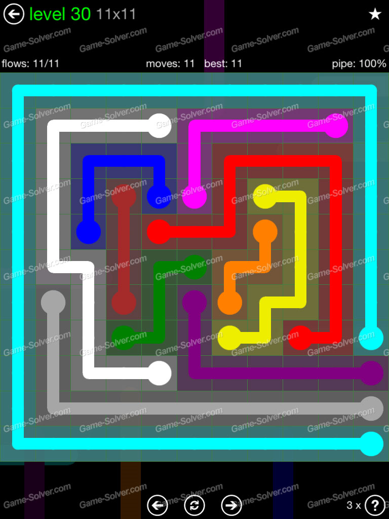 Flow 11x11 Mania Level 31 • Game Solver