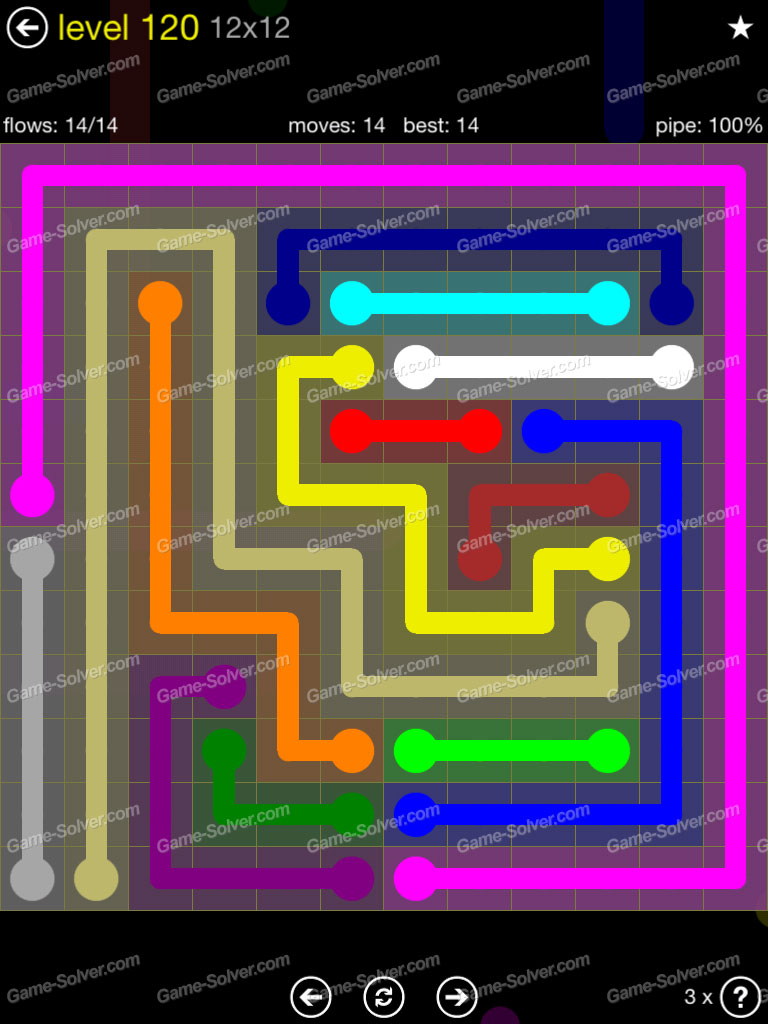 Flow 12x12 Mania Level 120 • Game Solver