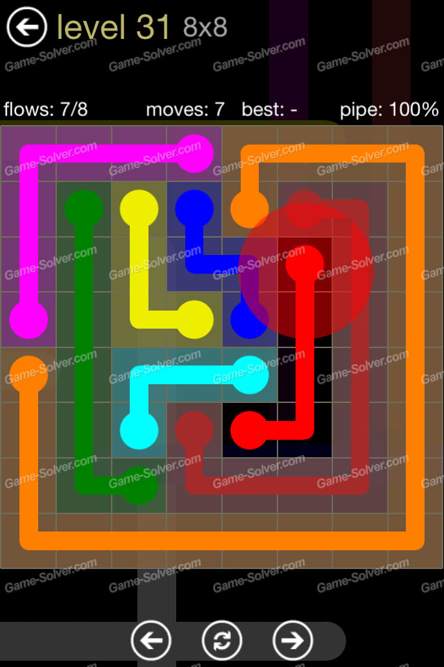Flow 8x8 Mania Level 31 • Game Solver