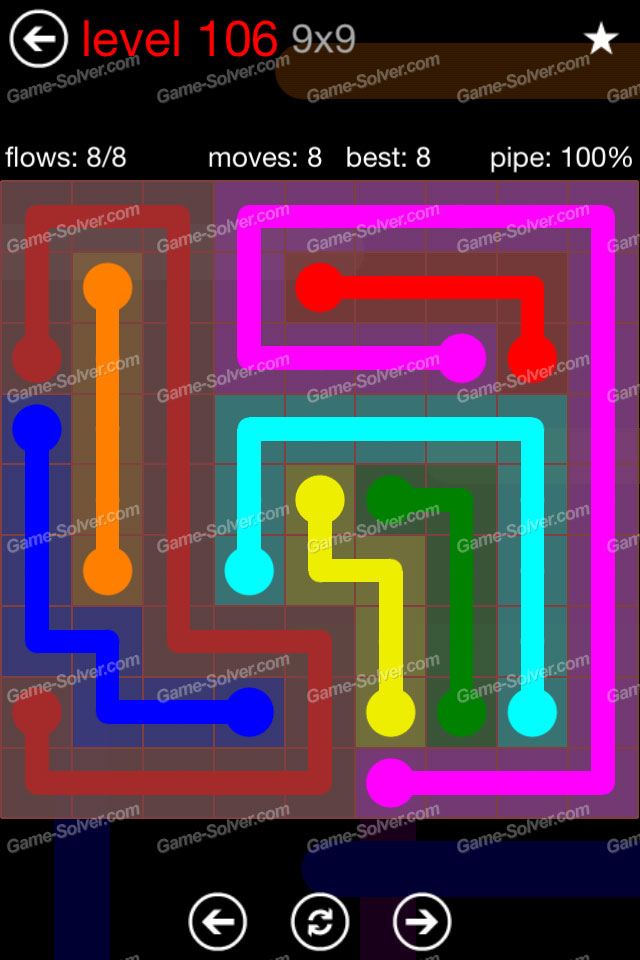 Flow 9x9 Mania Level 106 • Game Solver