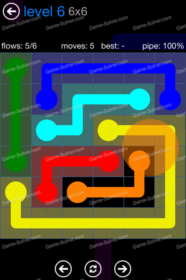 Flow Bonus Pack 6x6 Level 6 • Game Solver