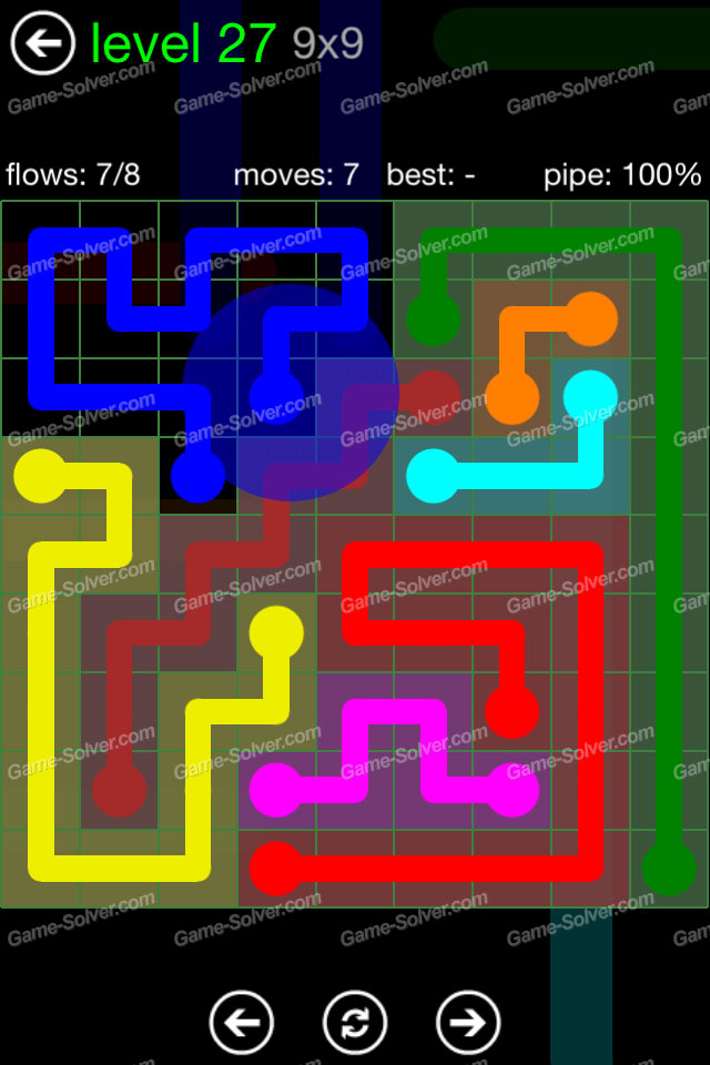 Flow Green Pack 9x9 Level 27 • Game Solver