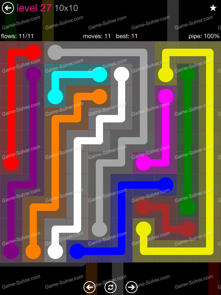 Flow Pink Pack 10x10 Level 27 • Game Solver