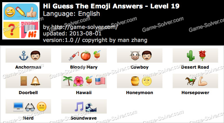 Hi Guess The Emoji Level 19 Game Solver Hi Guess The Emoji Level 19 Game Solver
