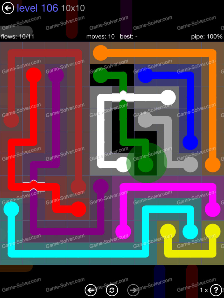Flow Bridges 10x10 Mania Level 106 • Game Solver