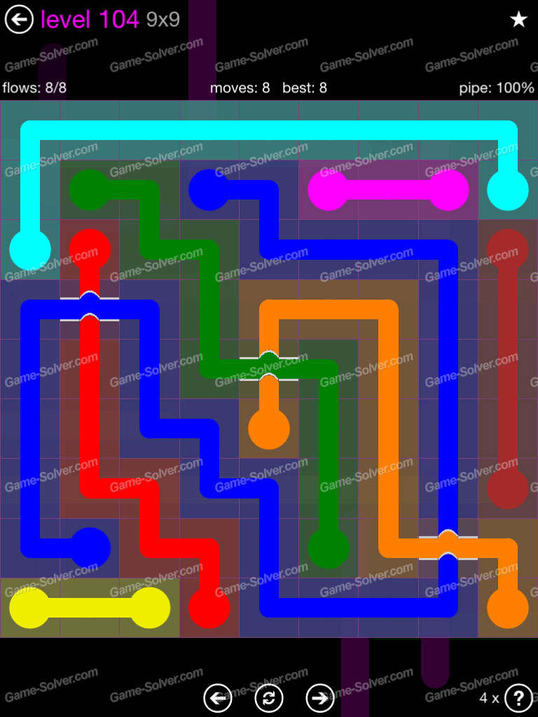 Flow Bridges 9x9 Mania Level 104 • Game Solver
