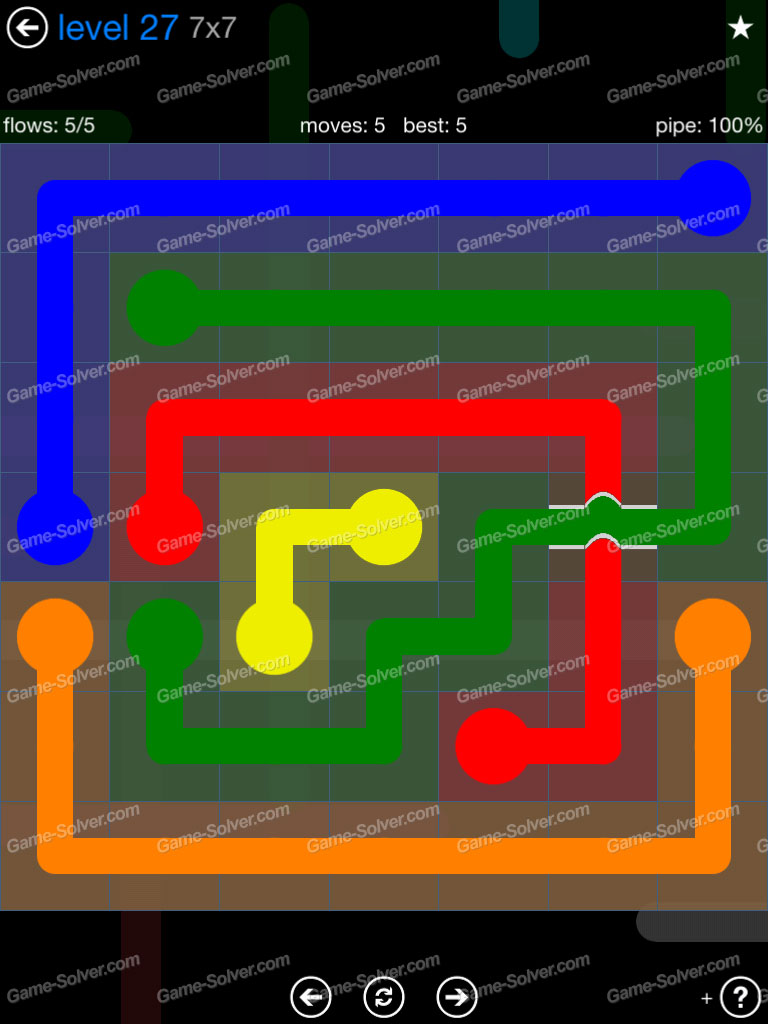 Flow Bridges Blue Pack 7x7 Level 27 • Game Solver