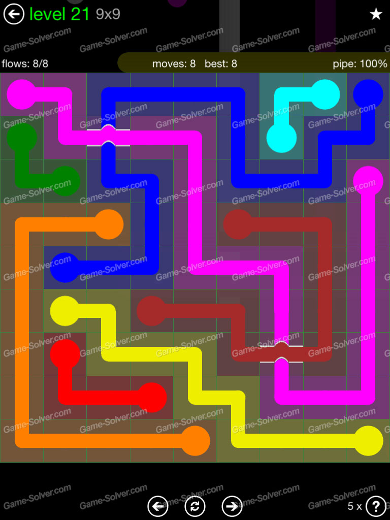 Flow Bridges Classic Pack 9x9 Level 21 Game Solver