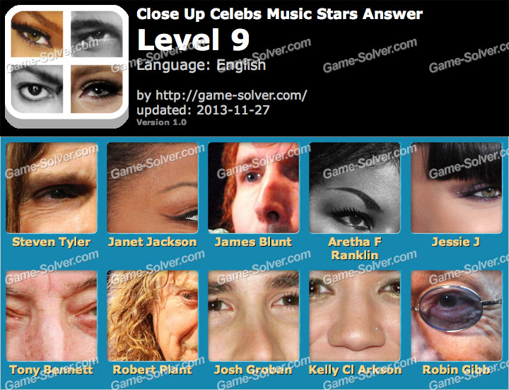 Close Up Celebs Music Star Edition Level 9 Game Solver