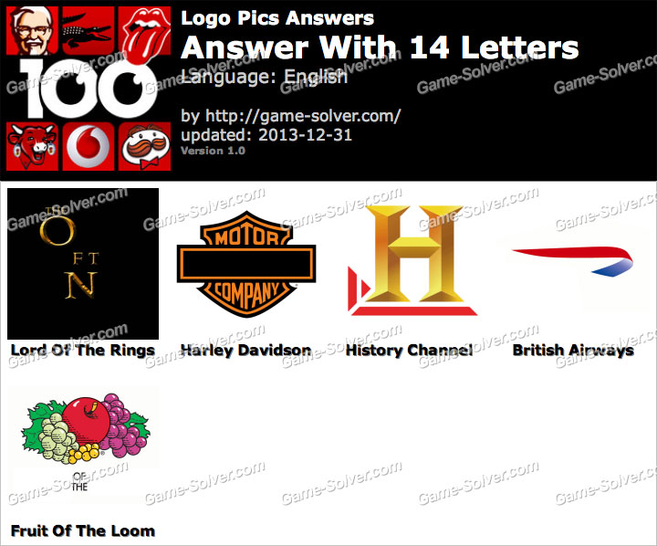 Logo Pics 14 Letters - Game Solver