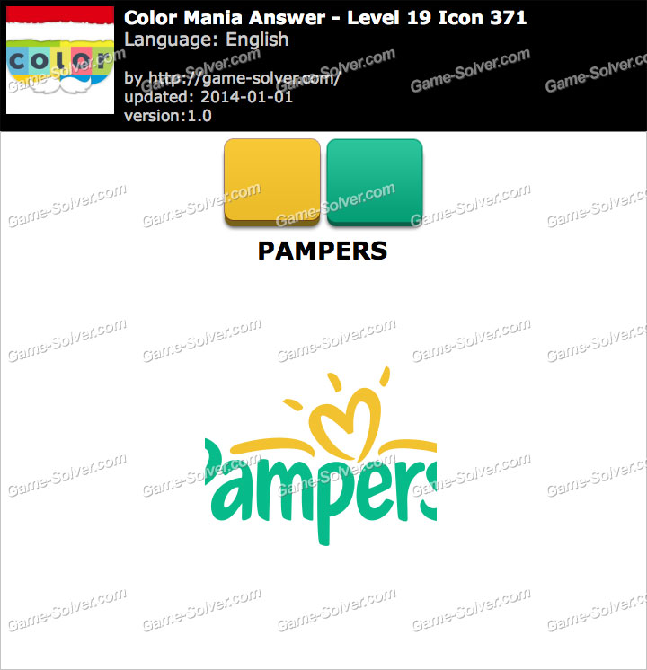 Colormania Level 19 Icon 371 PAMPERS • Game Solver