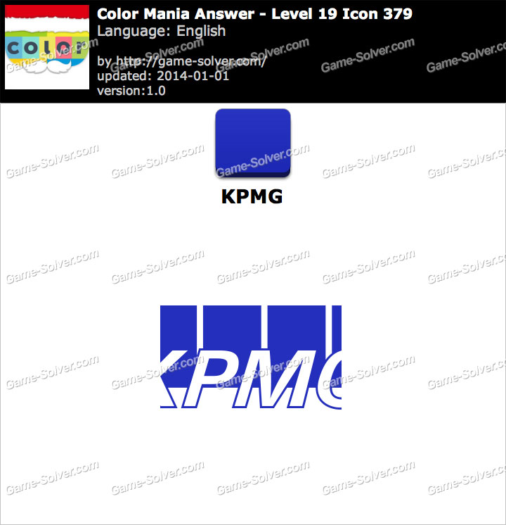 Colormania Level 19 Icon 379 KPMG • Game Solver