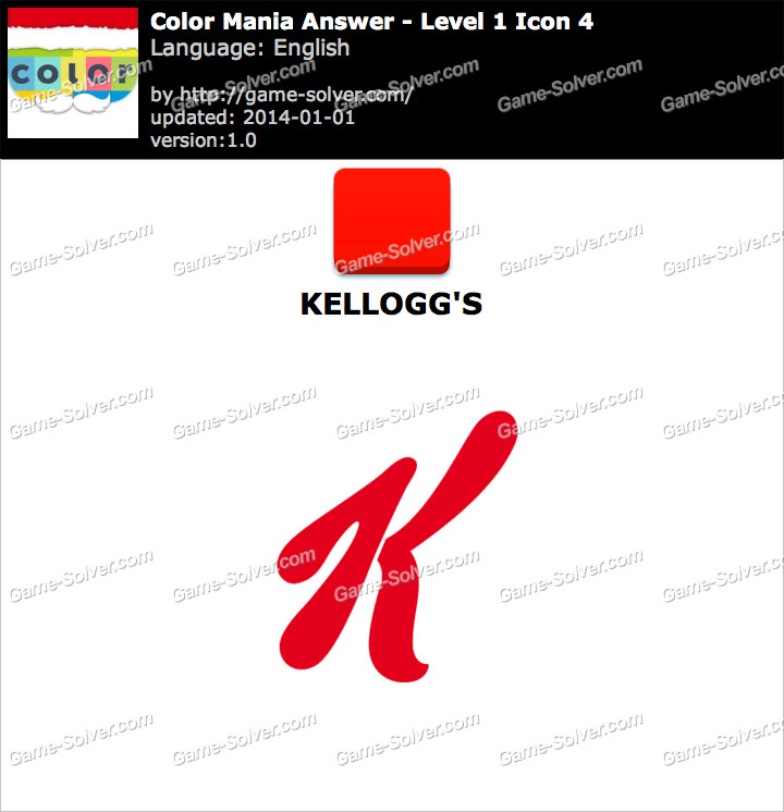 Colormania Level 1 Icon 4 KELLOGG'S • Game Solver