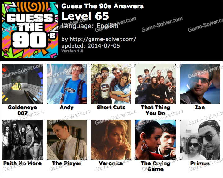 Guess The 90s Level 65 Game Solver Guess The 90s Level 65 Game Solver