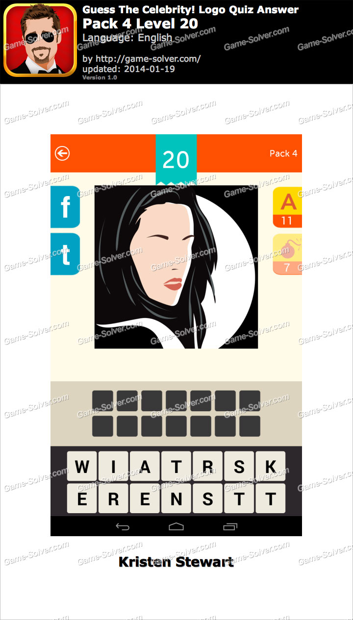 Guess The Celebrity Logo Quiz Pack 4 Level 20 - Game Solver