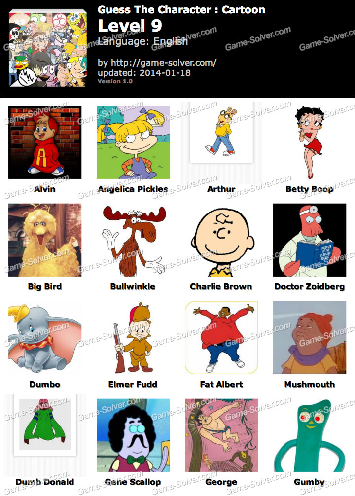 Guess The Cartoon Character Quiz Answers