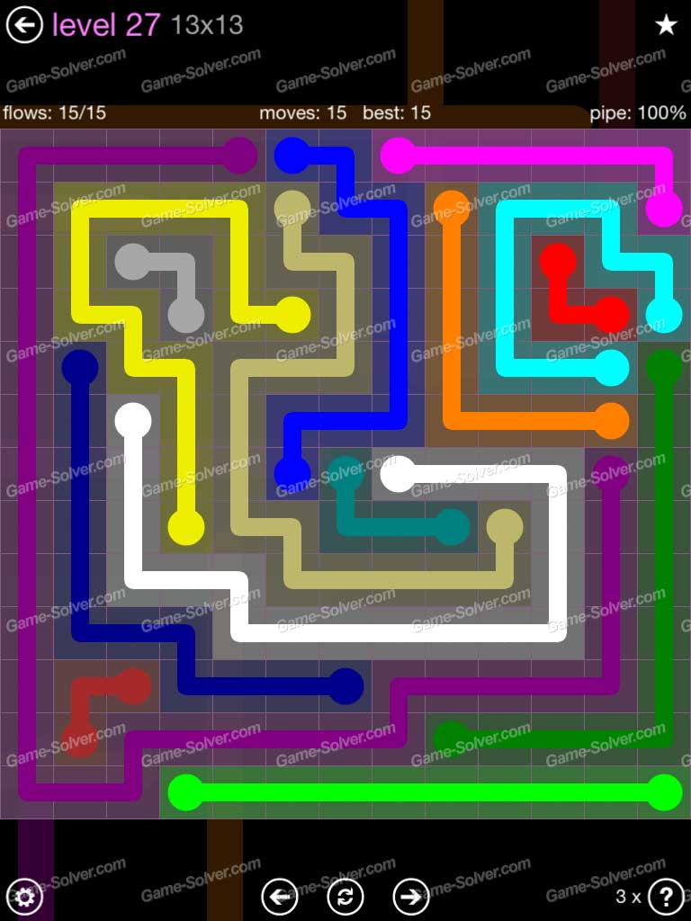 Flow 13x13 Mania Level 27 • Game Solver