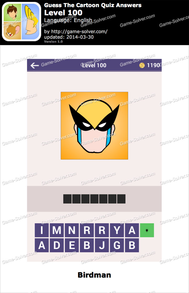 Guess The Cartoon Quiz Level 100 Game Solver Guess The Cartoon Quiz Level 100 Game Solver