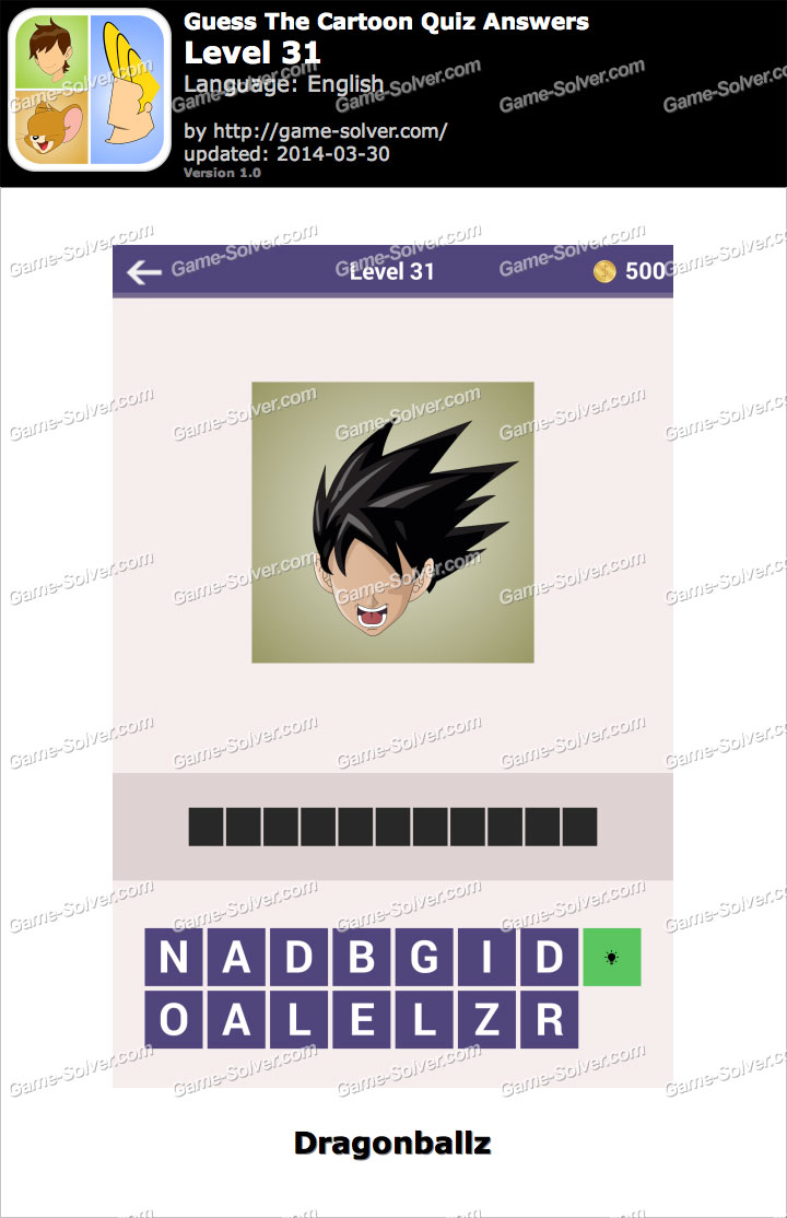 Guess the Cartoon Quiz Level 31 • Game Solver