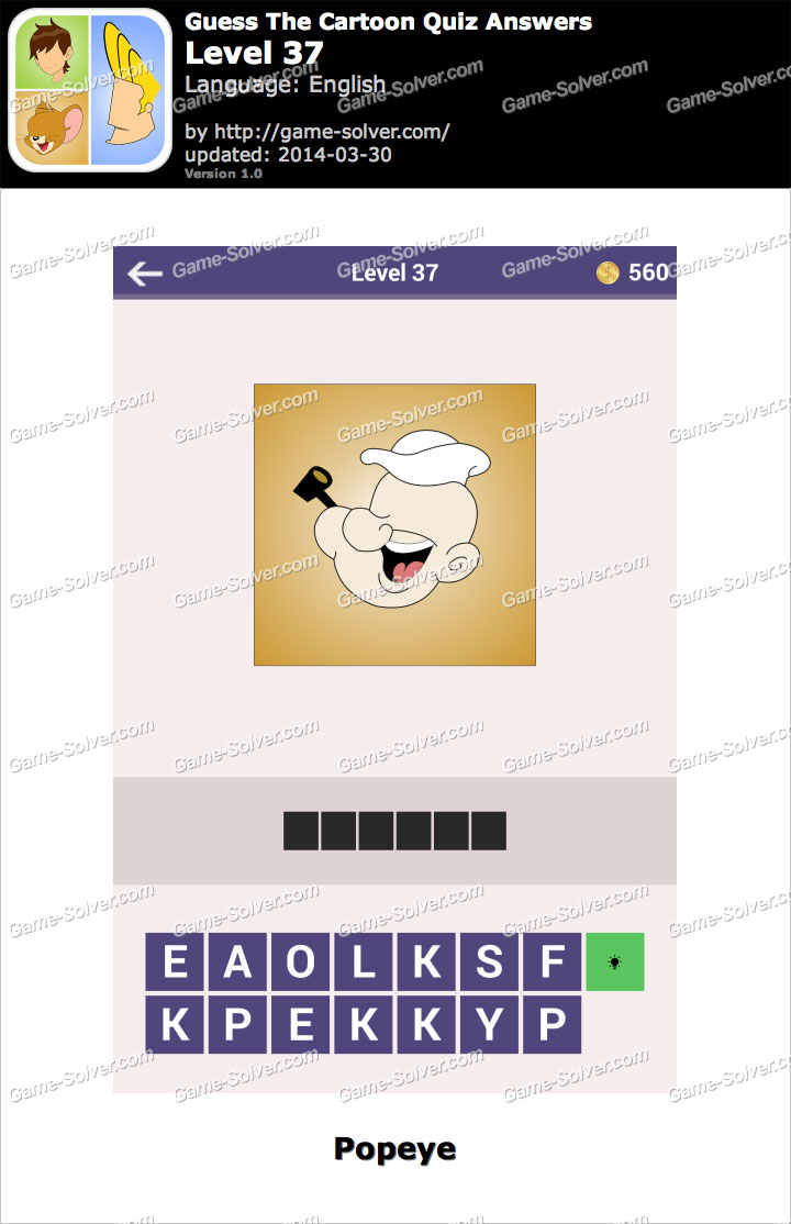 Guess The Cartoon Quiz Level 37 Game Solver Guess The Cartoon Quiz Level 37 Game Solver