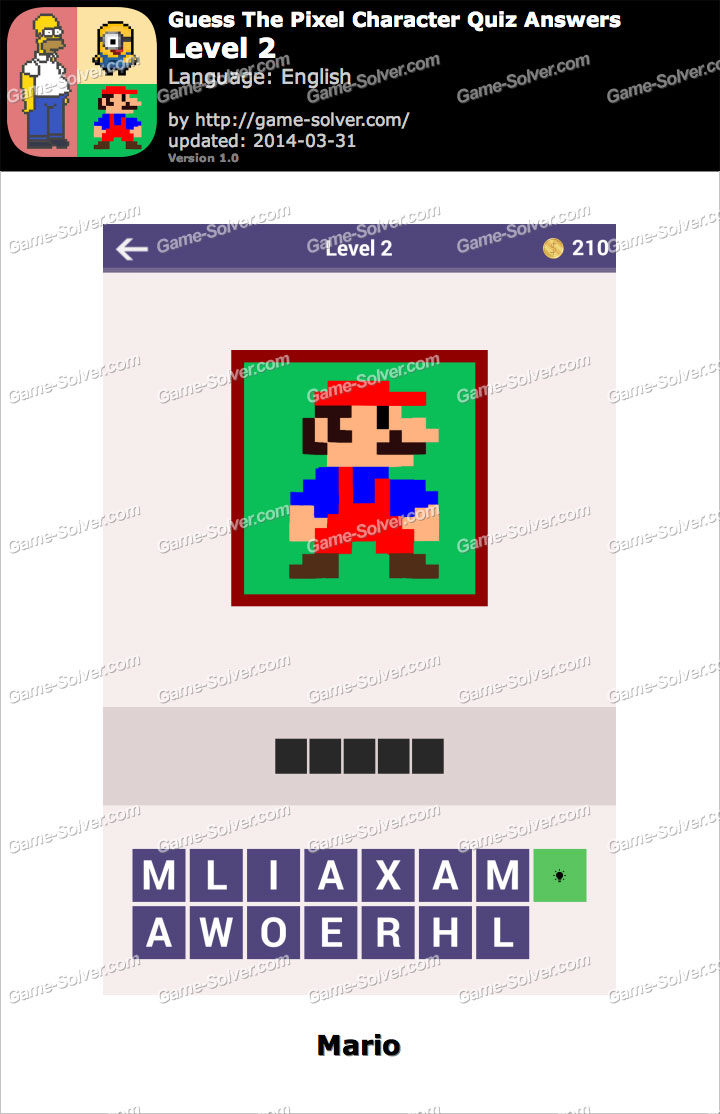Guess The Pixel Character Quiz Level 2 Game Solver