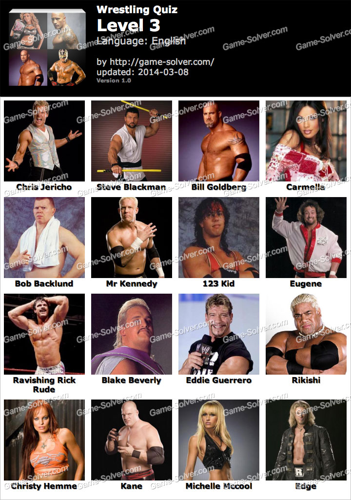 Wrestling Quiz Level 3 • Game Solver