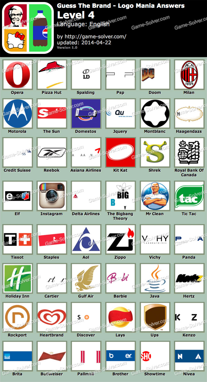 Logo Quiz Guess The Brand Answers Level 4