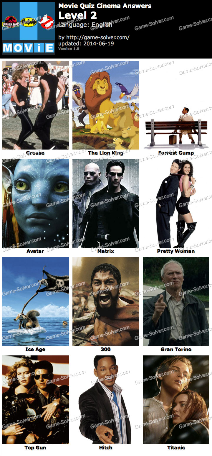 Movie Quiz Cinema Level 2 Game Solver