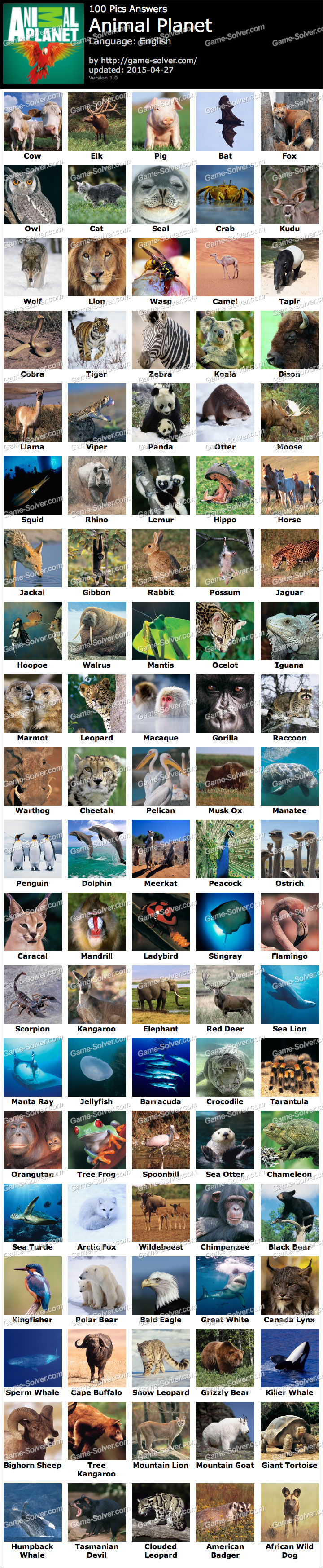 100 Pics Animal Game Solver
