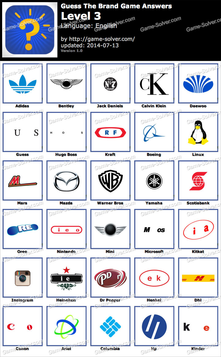 Guess The Brand Logo Mania Level 2 • Game Solver