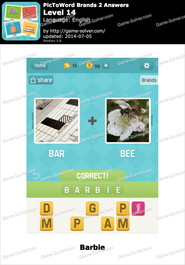 PicToWord Brands 2 Level 14 - Game Solver