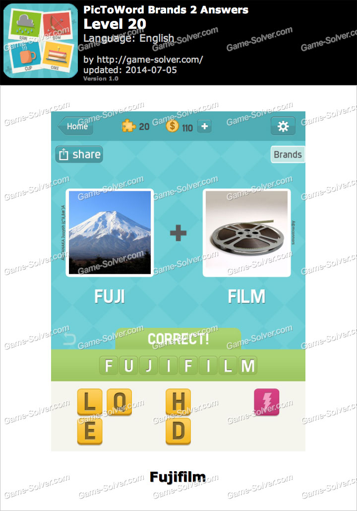 PicToWord Brands 2 Level 20 - Game Solver